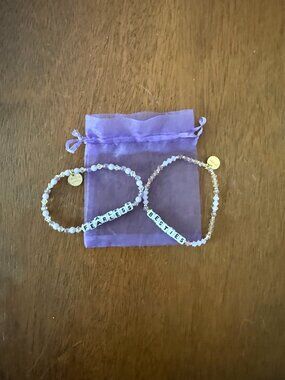 Little Words Project Bracelets - Fearless and Besties - Purple Beads